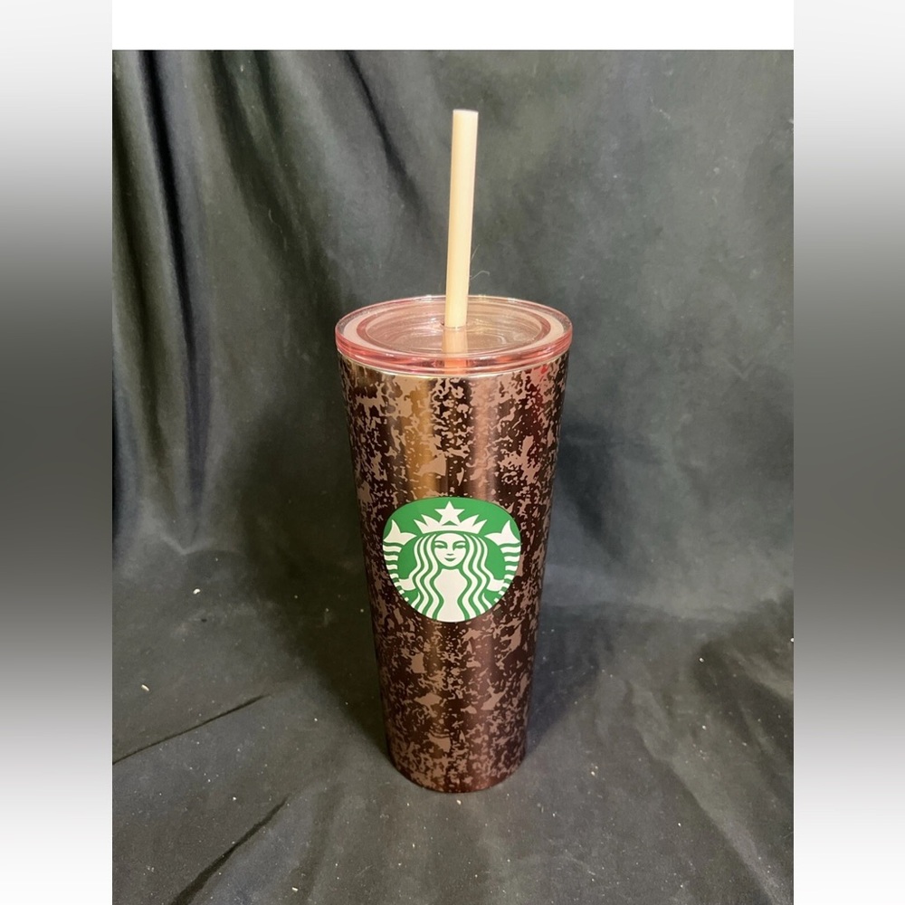 NWT Starbucks 2019 Pink Rose Gold Marbled Speckled Holiday Cold Cup SS Tumbler